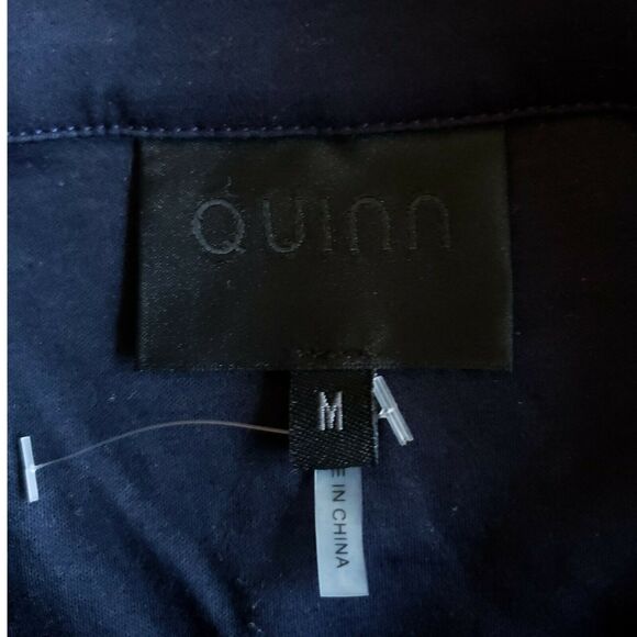 QUINN Qi mens long sleeve mock neck 1/2 zip shirt athletic tee navy blue Size M - Picture 10 of 10